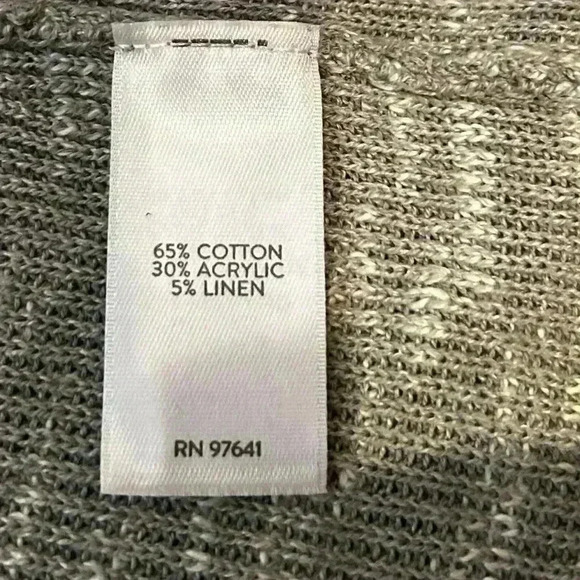 J. Jill‎ Women’s Petite Lg Linen Blend Heathered Grey Open Front Ribbed Cardigan - Picture 6 of 10
